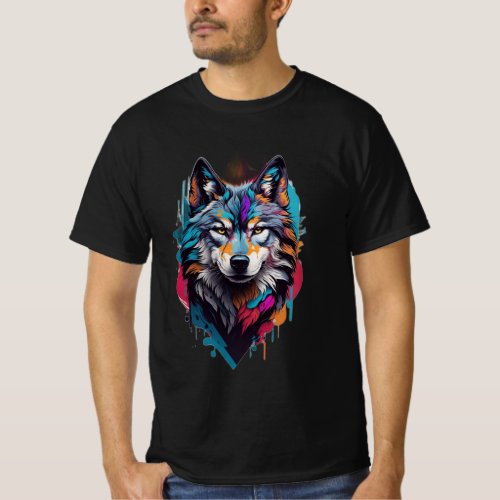 Vivid Wolf A Minimalist Masterpiece T_Shirt