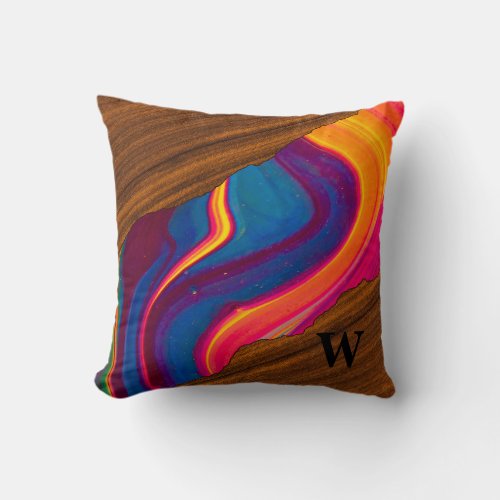 Vivid Wood Colorful River Throw Pillow