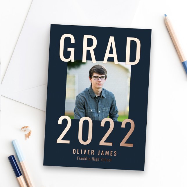 Vivid Year Foil Graduation Announcement Invite (Creator Uploaded)