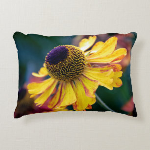 Vivid Yellow Helenium with Purple Center Accent Pillow