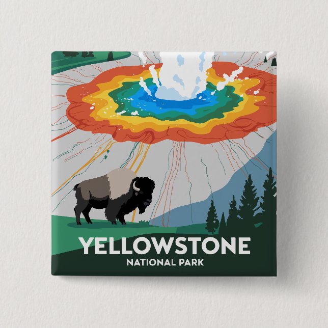 Vivid Yellowstone National Park Button (Front)