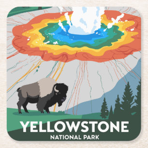 Vivid Yellowstone National Park Square Paper Coaster
