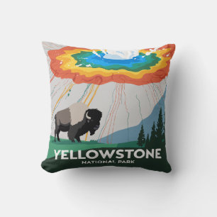 Vivid Yellowstone National Park Throw Pillow