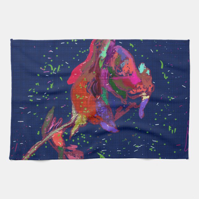 Vividly Colored Flower Kitchen Towel (Horizontal)