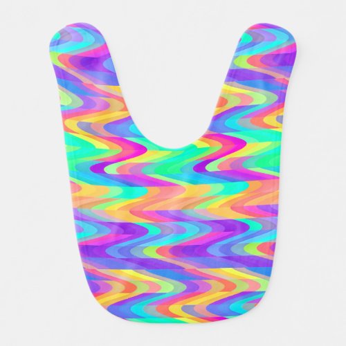 Vividly Whimsical Waves Baby Bib