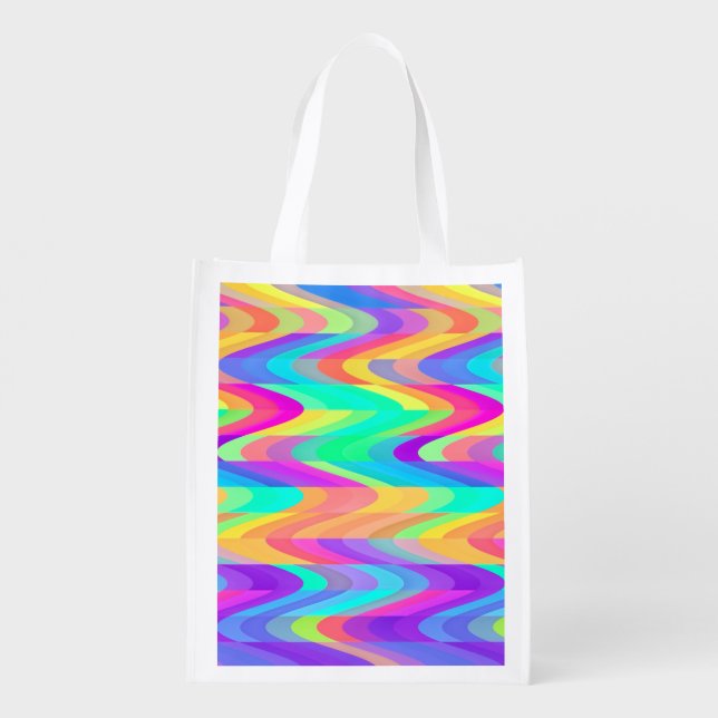 Vividly Whimsical Waves reusable Grocery Bag (Back)