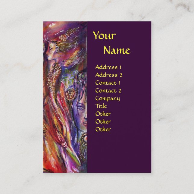 VIVIEN AND MERLIN Pink Blue Purple Fantasy Business Card (Front)