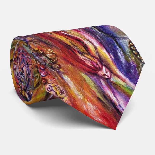 VIVIEN AND MERLIN  Pink Purple Blue Fantasy Neck Tie (Rolled)