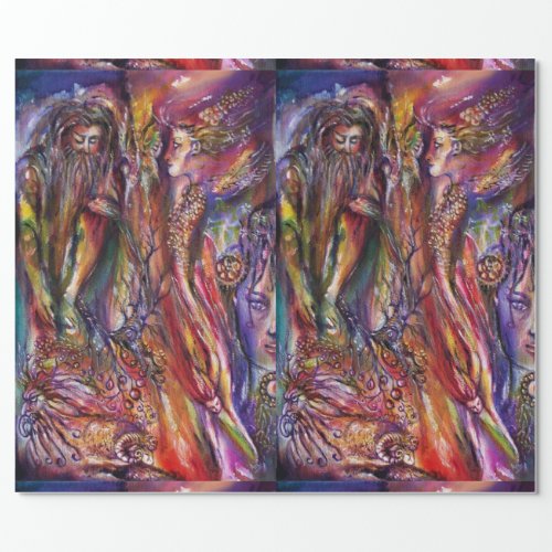 VIVIEN AND MERLIN Pink Purple Blue Fantasy Wrapping Paper