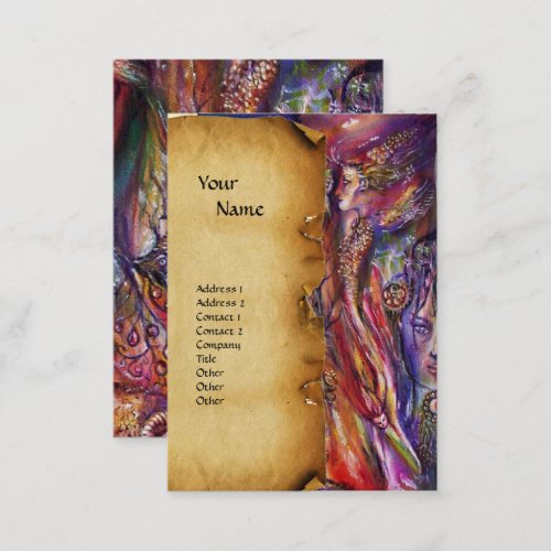 VIVIEN AND MERLIN Pink Purple Fantasy Parchment Business Card