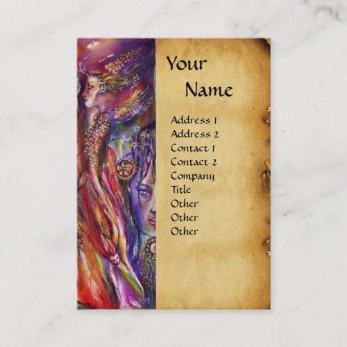 VIVIEN AND MERLIN Pink Purple Fantasy Parchment Business Card