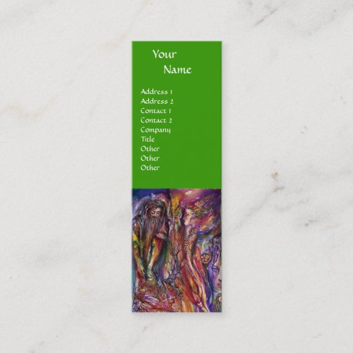 VIVIEN AND MERLIN Pink Purple Green Fantasy Mini Business Card