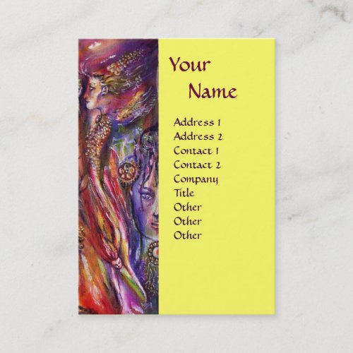 VIVIEN AND MERLIN Pink Purple Yellow Fantasy Business Card