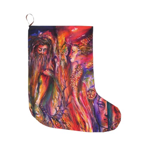 VIVIEN AND MERLIN Red Yellow Blue Fantasy Large Christmas Stocking