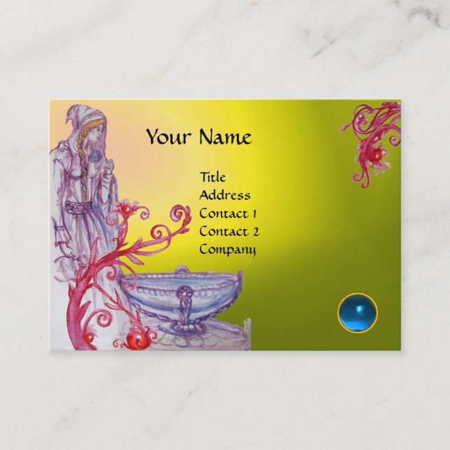 VIVIEN MONOGRAM gem yellow white blue Business Card (Front)