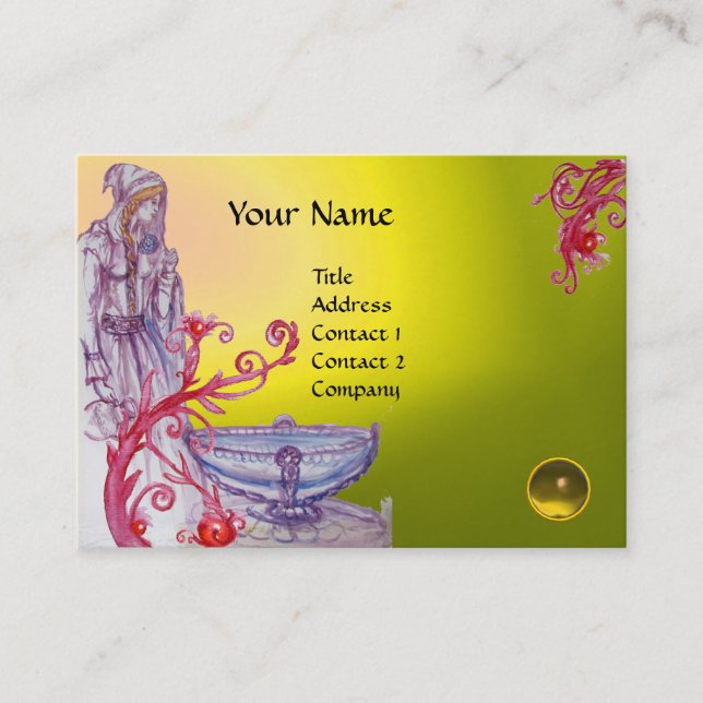 VIVIEN MONOGRAM gem yellow white Business Card (Front)
