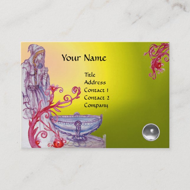VIVIEN MONOGRAM gem yellow white Business Card (Front)