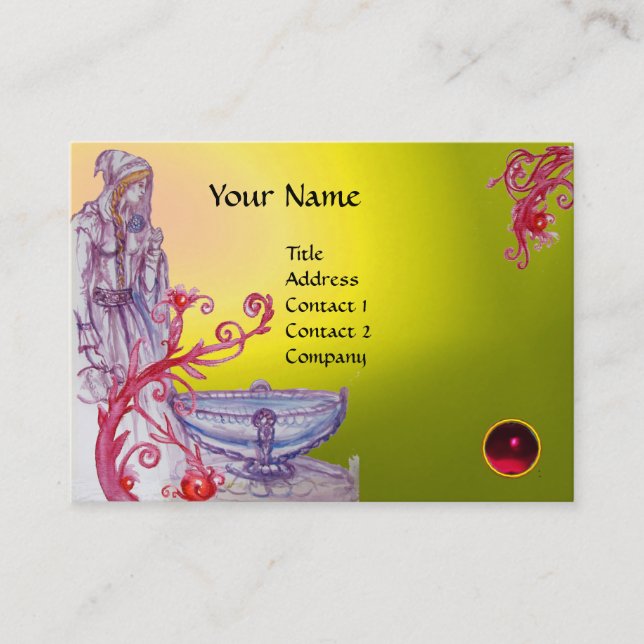VIVIEN MONOGRAM gem yellow white red burgundy Business Card (Front)