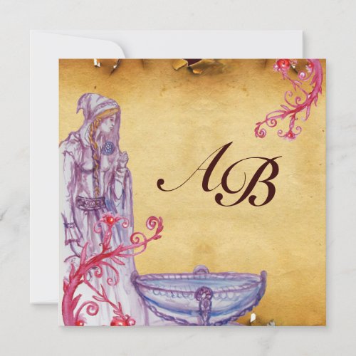 VIVIEN MONOGRAM  parchment purple Invitation