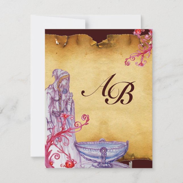 VIVIEN MONOGRAM  parchment purple Invitation (Front)