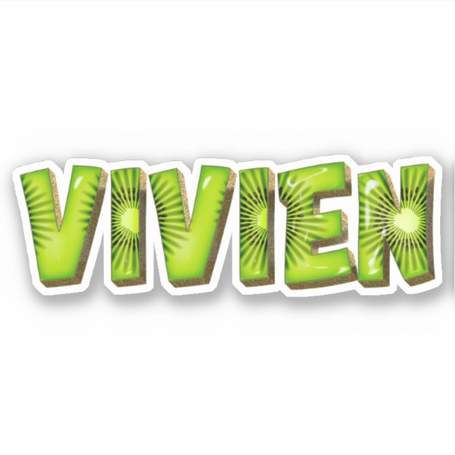 Vivien Name Kiwi Design Decal Sticker (Front)