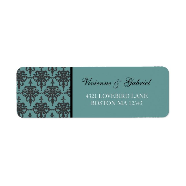 Vivienne Damask Bride Groom Address Label (Front)
