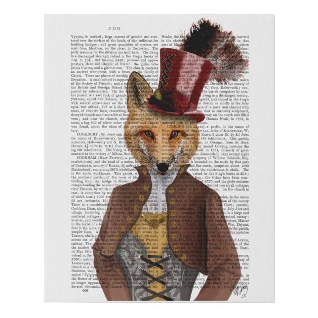 Vivienne Steampunk Fox Faux Canvas Print (Front)