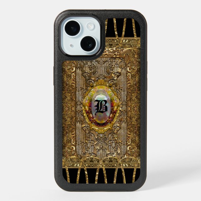Vivya Baroque Elegant Chic Monogram  iPhone 15 Case (Back)