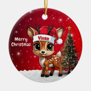 Vixen Baby Deer, Fawn, Doe, Reindeer🦌 🎄 Ceramic Ornament