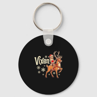 Vixen christmas reindeer pin up girl vintage santa keychain