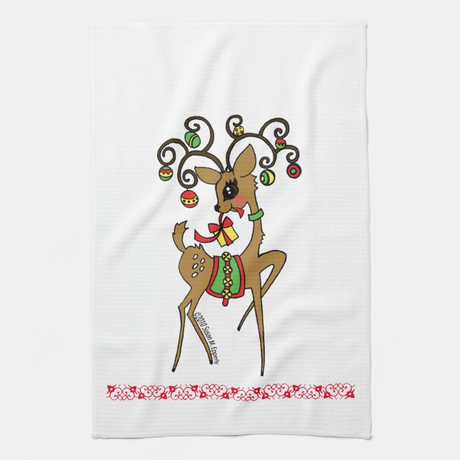 "Vixen" Cute Anime Reindeer Towel (Vertical)