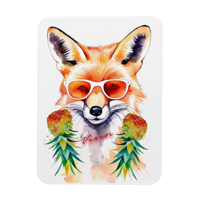 Vixen fox with upside-down pineapples  magnet (Vertical)