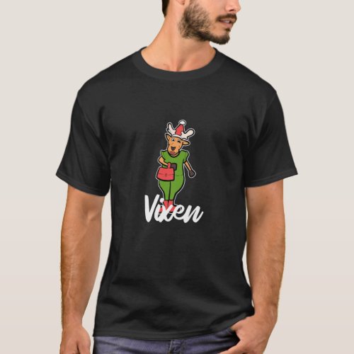 Vixen Reindeer Christmas Costume Ugly Christmas Sw T_Shirt