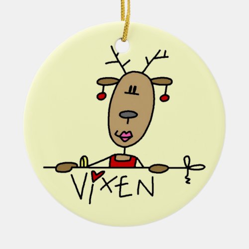 Vixen Reindeer Christmas Tshirts and Gifts Ceramic Ornament