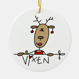 Vixen Reindeer Christmas Tshirts and Gifts Ceramic Ornament