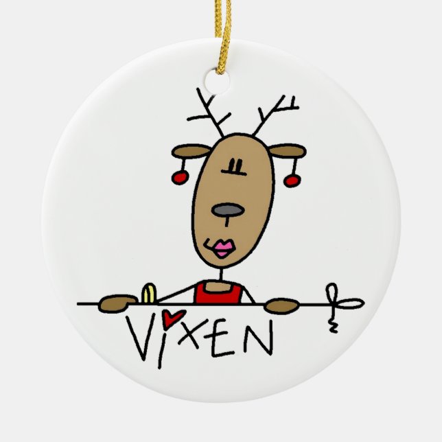 Vixen Reindeer Christmas Tshirts and Gifts Ceramic Ornament (Front)