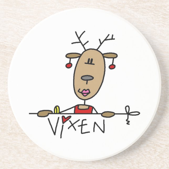 Vixen Reindeer Christmas Tshirts and Gifts Drink Coaster (Front)