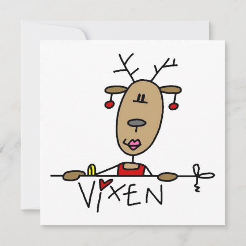 Vixen Reindeer Christmas Tshirts and Gifts Holiday Card