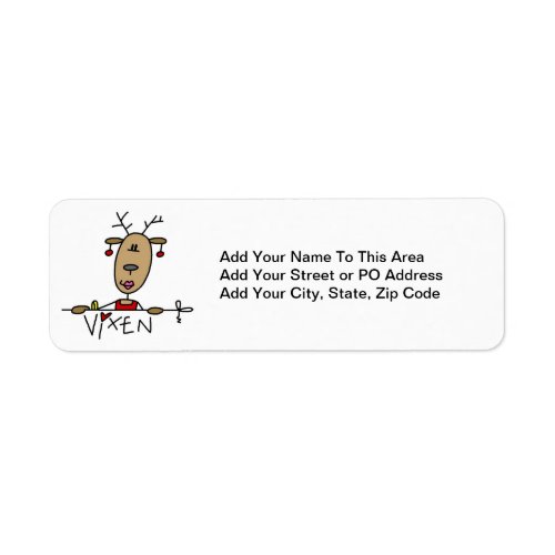 Vixen Reindeer Christmas Tshirts and Gifts Label