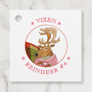VIXEN REINDEER Square Favor/Gift Tags