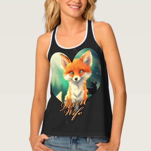 Vixen Wife cute fox with stag silhouette and Games Tank Top