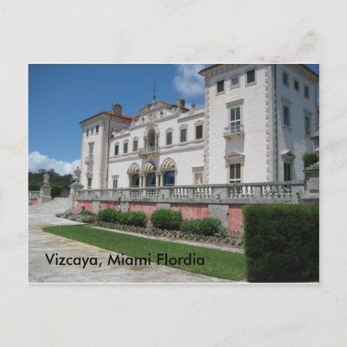 Vizcaya Miami Flordia Postcard