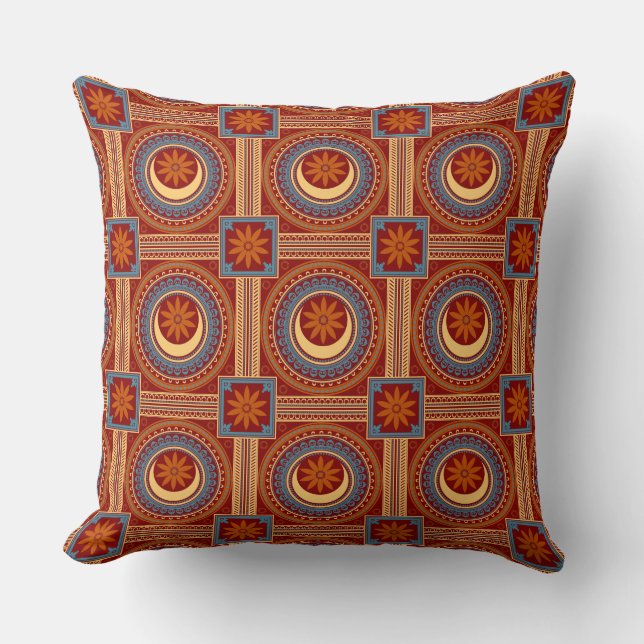 Vizier's Vault: Antique Egyptian Mandala Pattern Throw Pillow (Front)