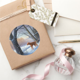 Vizla Let It Snow Christmas Classic Round Sticker