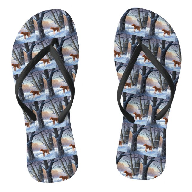 Vizla Let It Snow Christmas  Flip Flops (Footbed)
