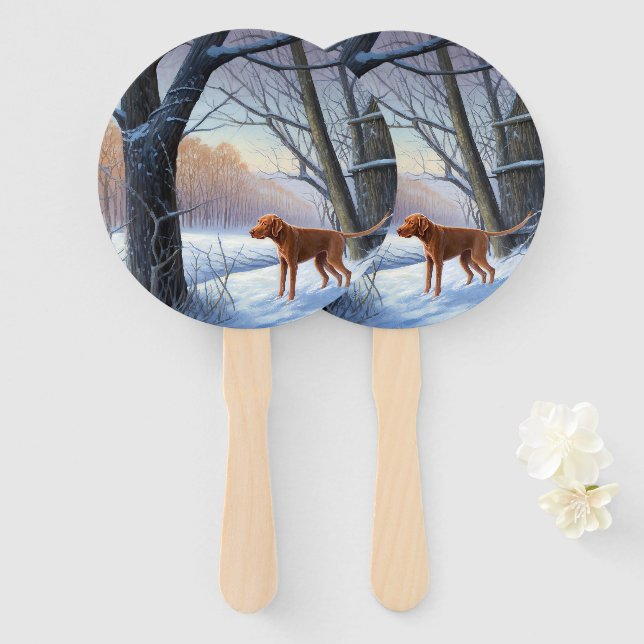 Vizla Let It Snow Christmas  Hand Fan (Front and Back)