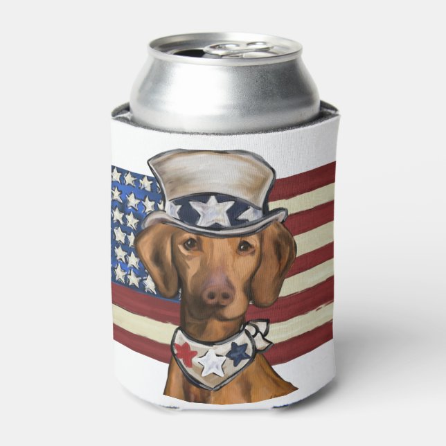 Vizsla 4th of July Can Cooler (Can Front)