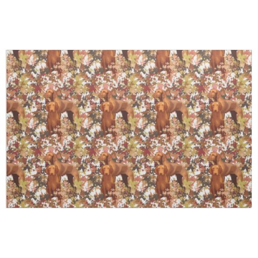 Vizsla and Autumn Leaves Fabric