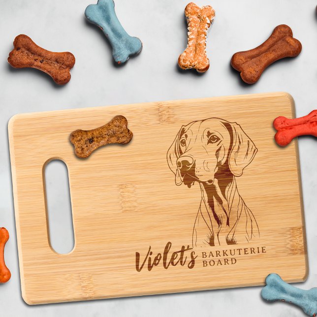 Vizsla Barkuterie Dog Treat Wood Engraved Cutting Board (Vizsla Dog Cutting Board Barkuterie Personalized with Dog's Name, Gift for Dog Mom, Dad, Owner)