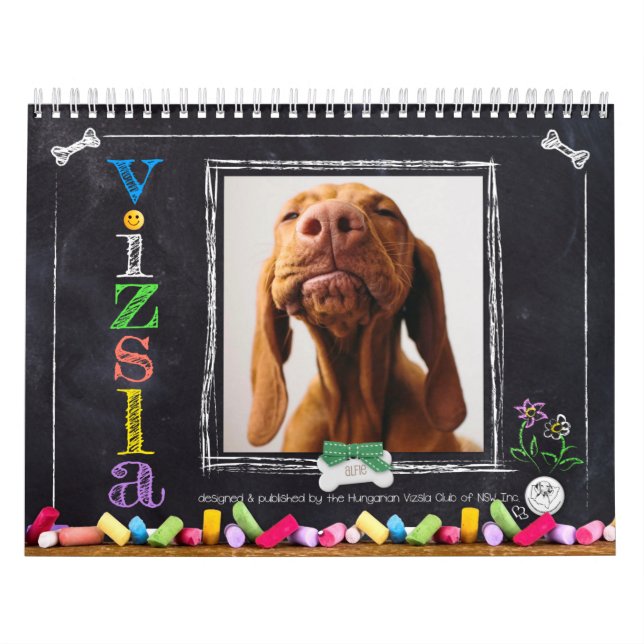 Vizsla Chalkboard  Calendar (Cover)